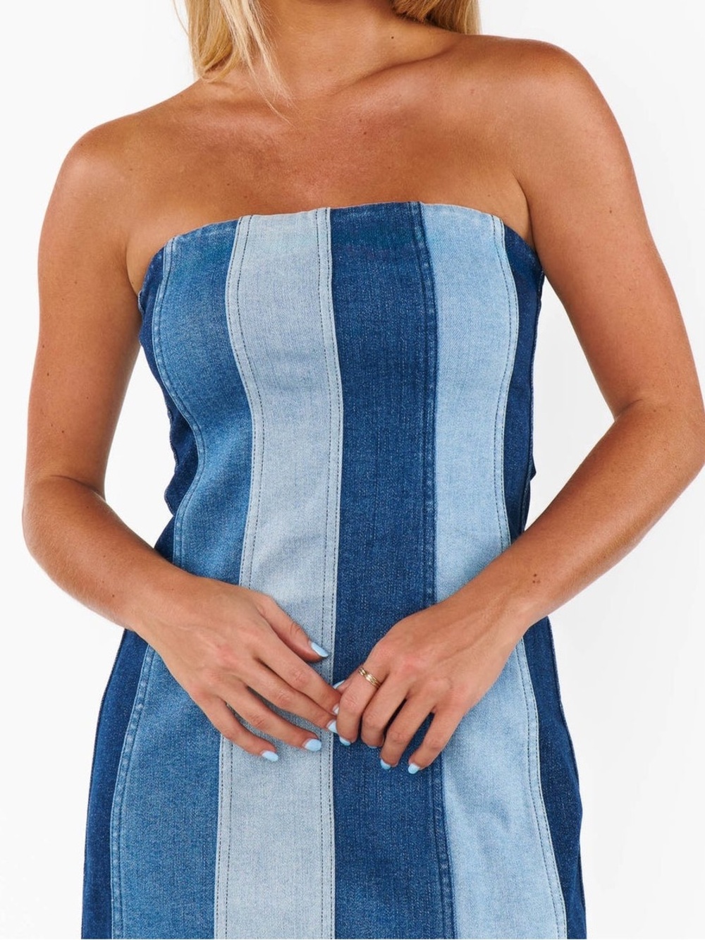NEW Show Me Your Mumu Coronado Corset Dress Denim Convertible Strapless Mini. 15 - Picture 2 of 11